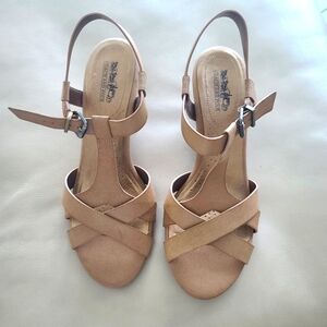 Coach and Four stacked heel sandals, size 10